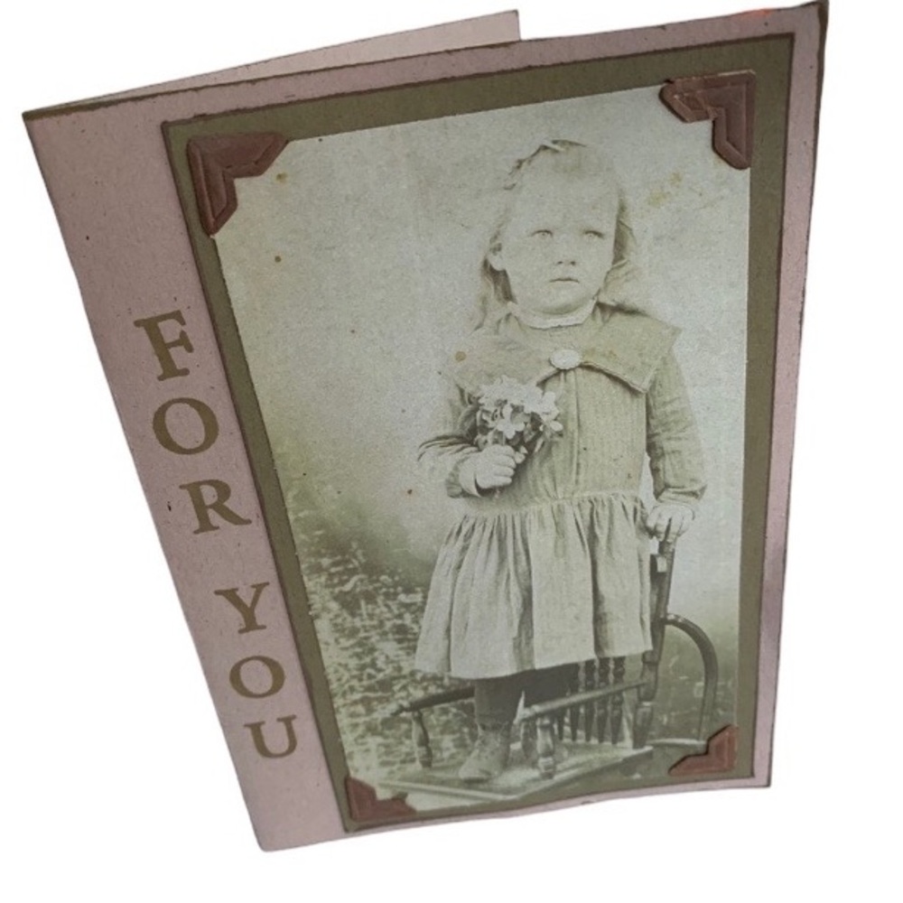 Vintage For You Blank Greeting Card Prairie Girl With Flowers Stationary